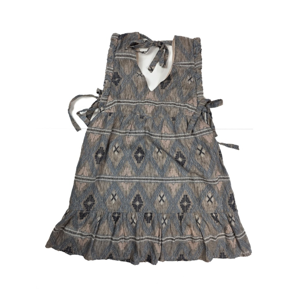 Cleo + Wolf Southwestern Print V Neck Tie Ruffled Hem Mini‎ Dress Women's Size S